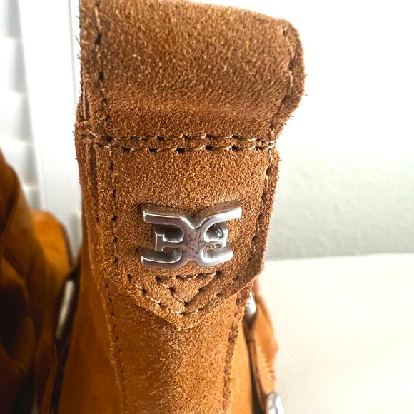 Sam Edelman Bellamie Camel Leather Suede Buckle Ankle Boots - Picture 6 of 14